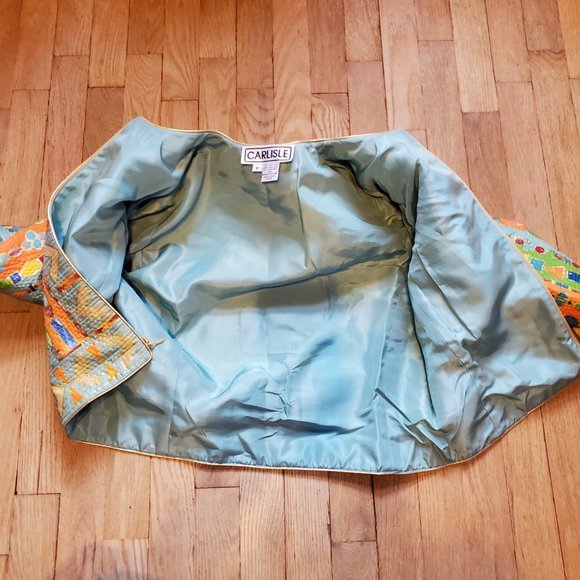 Carlisle Colorful Silk Coat of Many Colors Jacket - size 6 - Picture 12 of 14